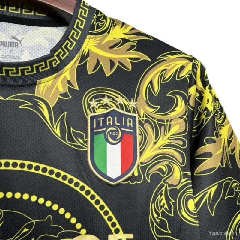 2024/2025 Special Edition Italy x Versace Black Gold kit - Fan Version Retro-footballkits