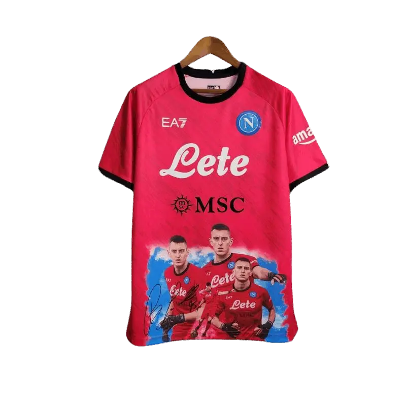 23-24 Napoli Face Game Lozano Red Kit - Fan version Retro-footballkits