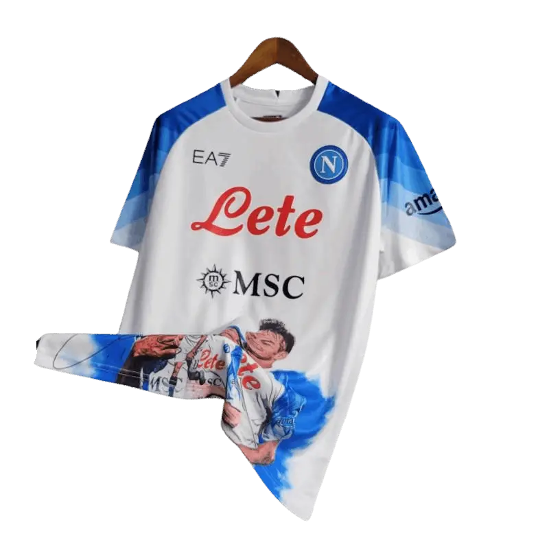 23-24 Napoli Face Game Lozano White Kit - Fan version Retro-footballkits