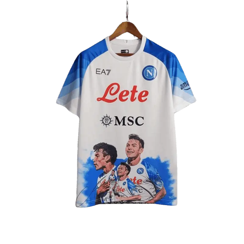 23-24 Napoli Face Game Lozano White Kit - Fan version Retro-footballkits