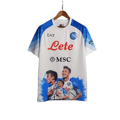 23-24 Napoli Face Game Lozano White Kit - Fan version Retro-footballkits